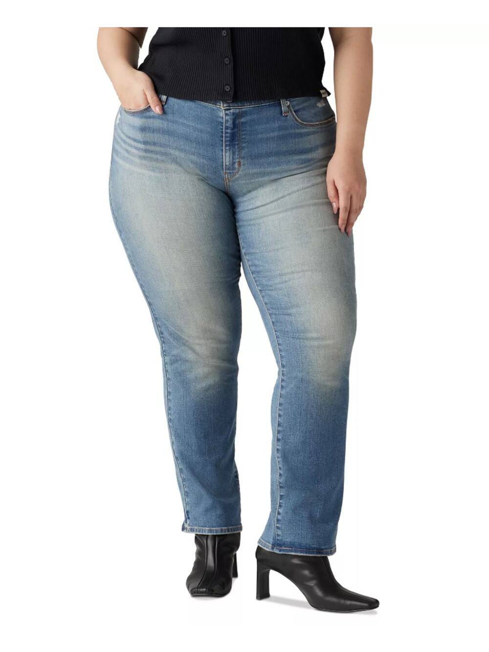 Levi's Women Cave Wall Blue Wash Trendy Classic Straight Leg Jeans Plus Size 22W